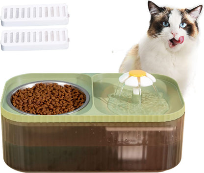 Cat Fountain Water Bowl Stainless Steel, 101Oz/3L Automatic Pet Water Fountain, Dog Water Dispenser Cat Feeding Watering Supplies with 2 Filters for Cats, Dogs, Pets Green