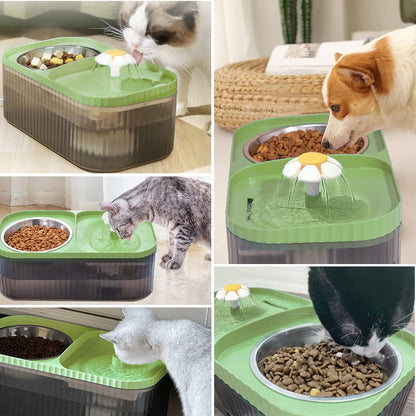 Cat Fountain Water Bowl Stainless Steel, 101Oz/3L Automatic Pet Water Fountain, Dog Water Dispenser Cat Feeding Watering Supplies with 2 Filters for Cats, Dogs, Pets Green
